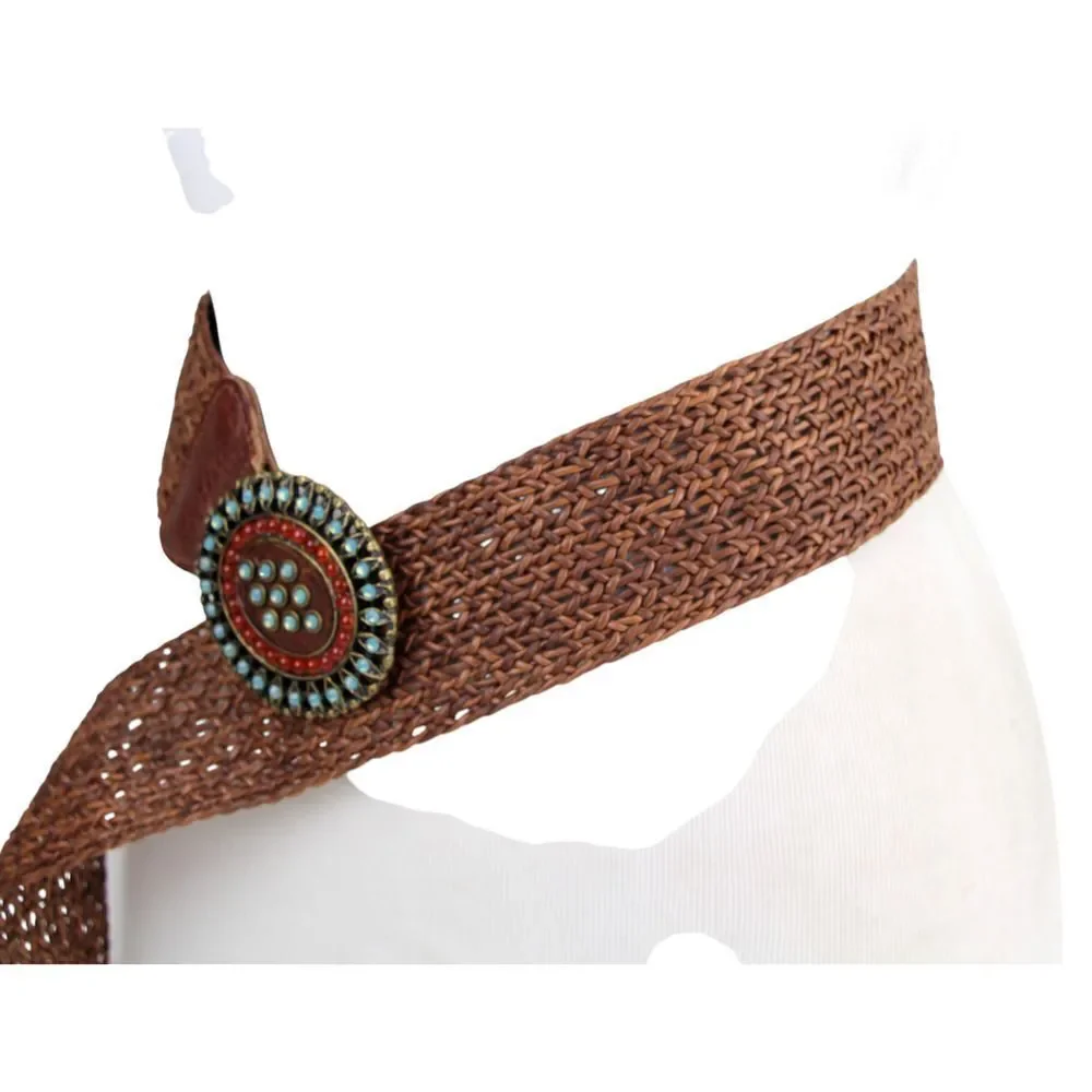 Leatherock BRAIDED BROWN REAL LEATHER 2 3/8